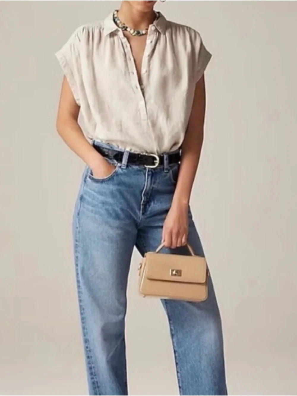 J. Crew New Capitaine Sleeveless Shirt Baird McNutt Linen